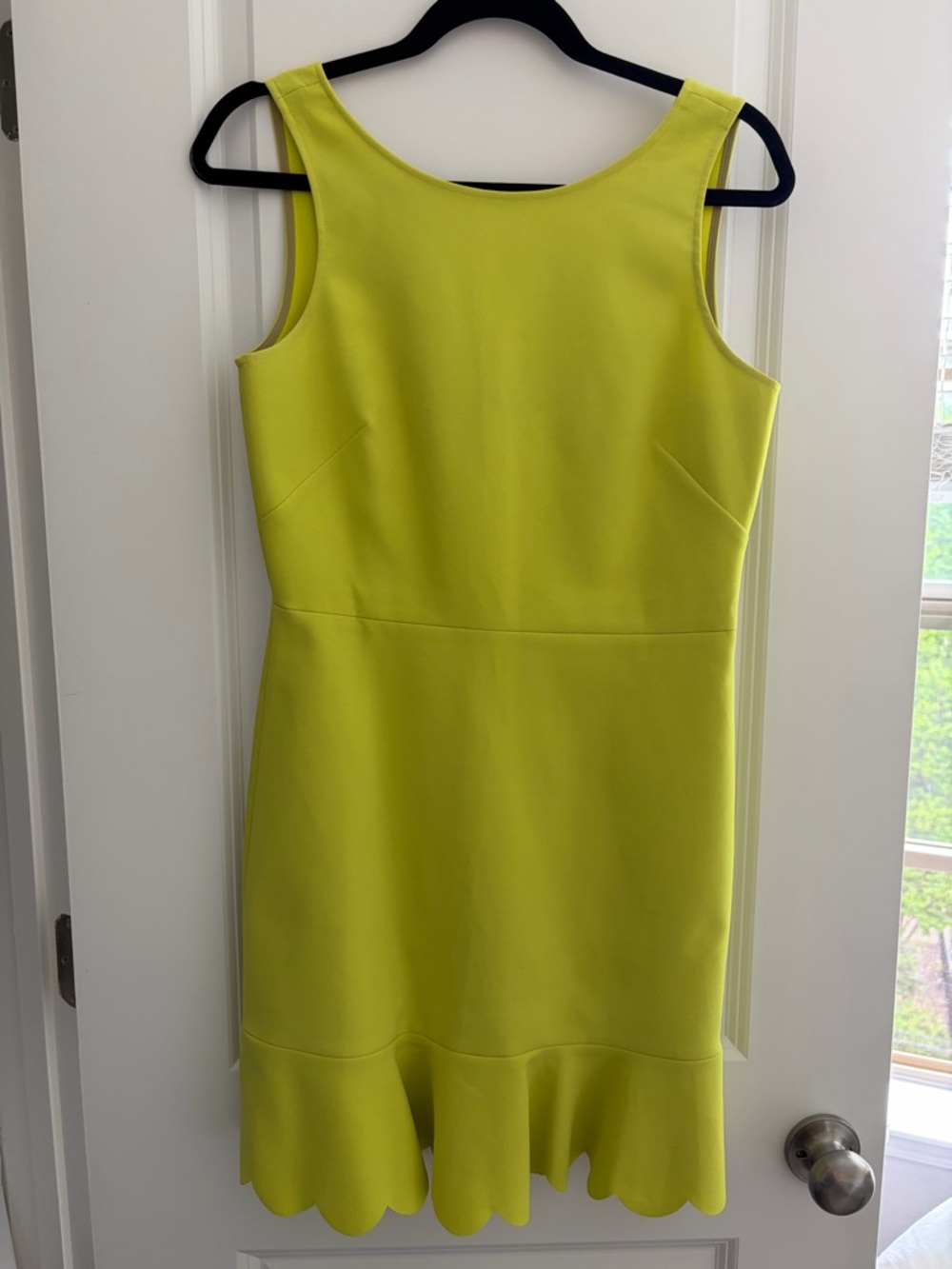 J. Crew Bright Lime Sleeveless Scallop-Hem Midi Dress